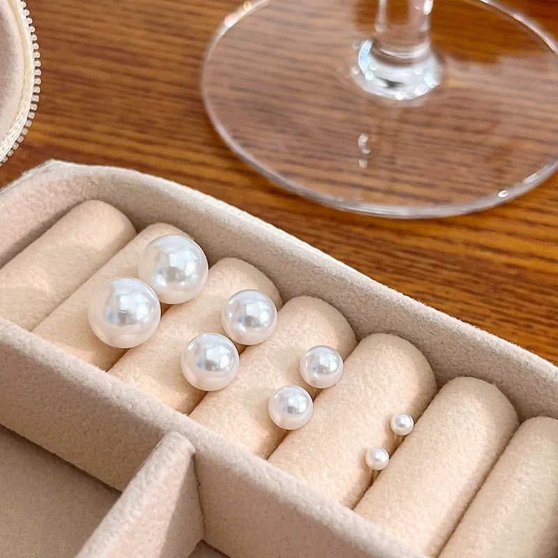 Classic White Pearl Stud Earrings