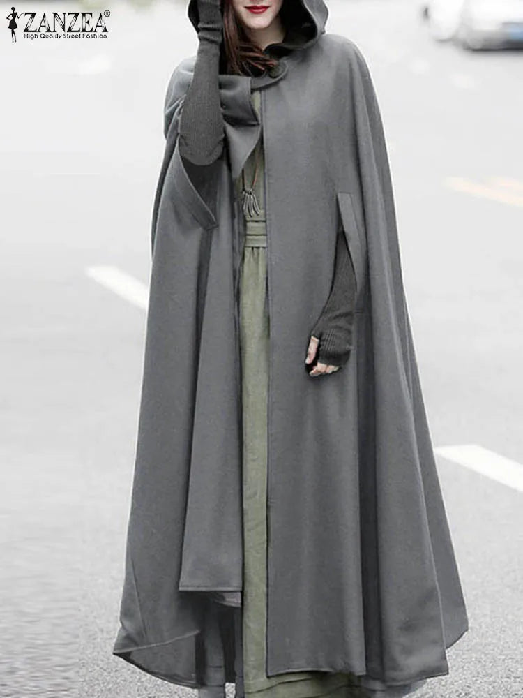 Women's Long Hooded Cape Coat