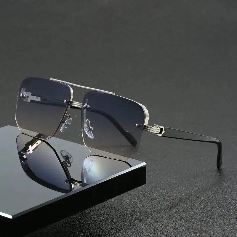 Semi-Rimless Aviator Sunglasses