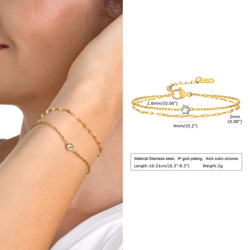 Gold Plated Zircon Layered Anklet