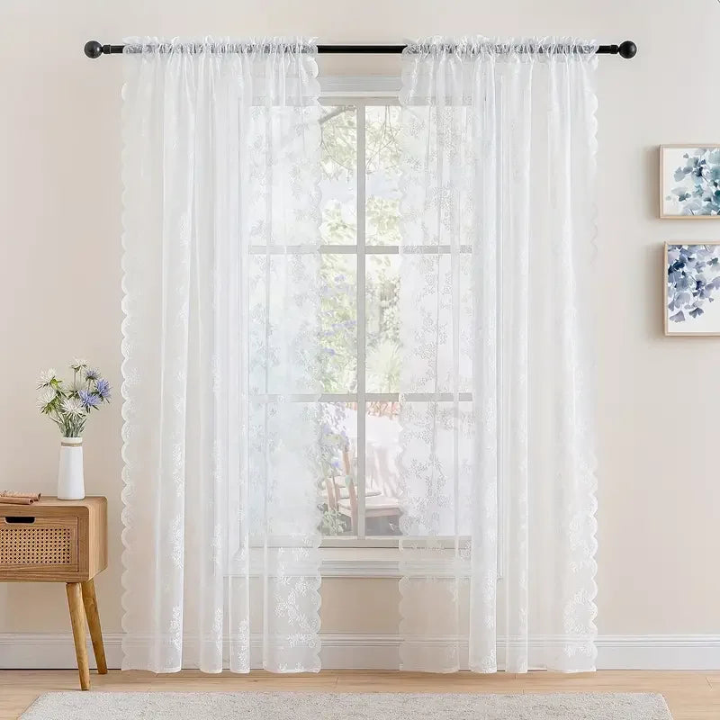 Vintage Floral Lace Curtain Panel
