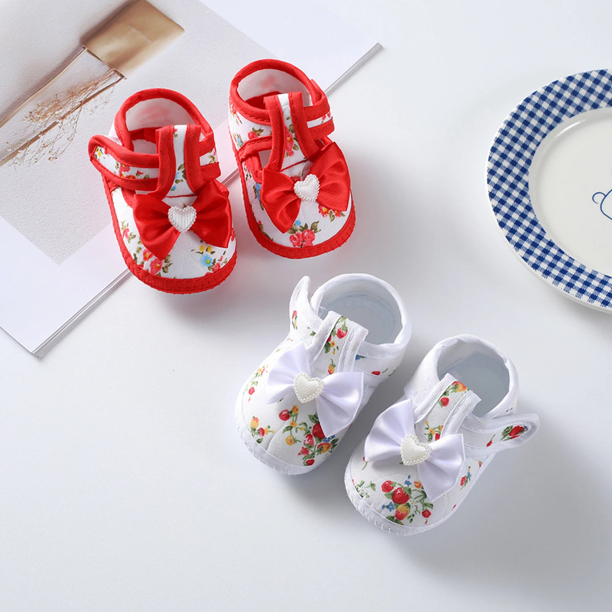 Baby Girls Bow Soft Sole Shoes 0–12M