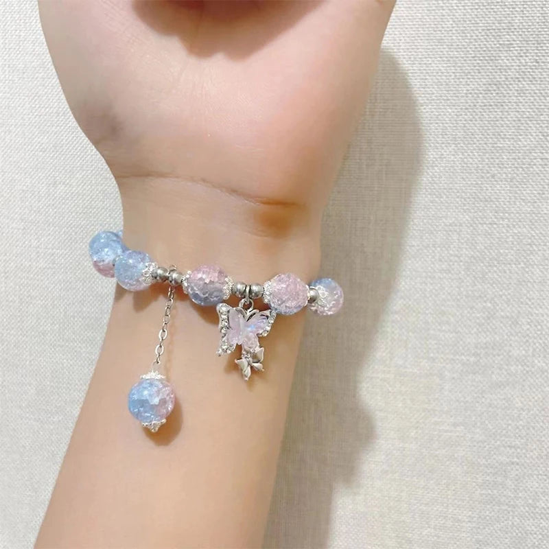 Crystal Butterfly Bead Bracelet