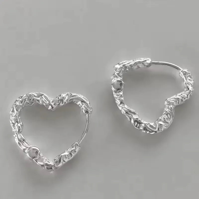 925 Silver Heart Hoop Earrings