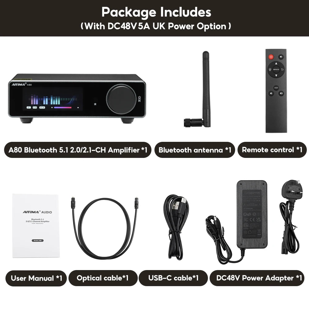🧑‍💻 AIYIMA A80 Bluetooth Stereo Power Amplifier