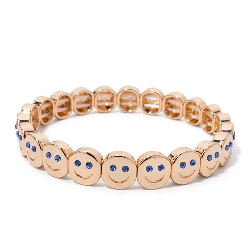 😊 Happy Face Crystal Bead Bracelet