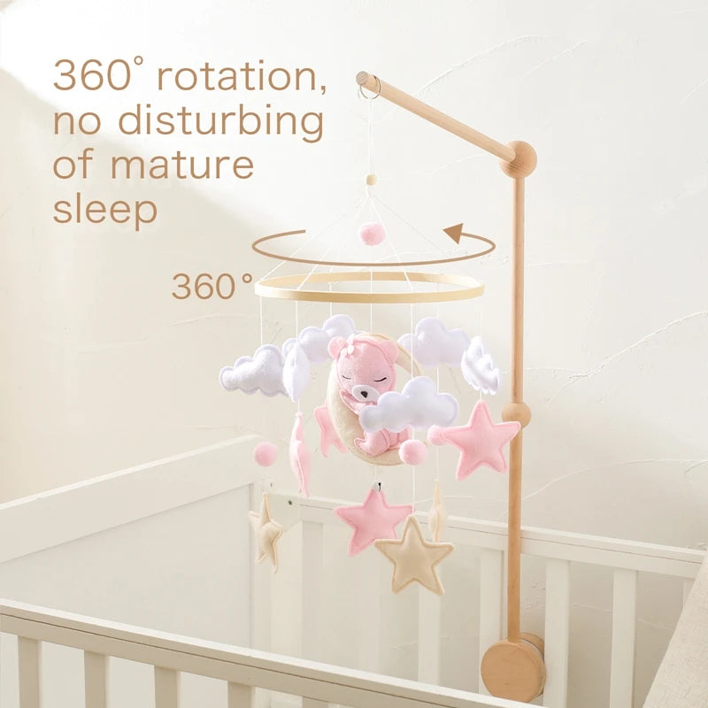 🧸 Wooden Bear Crib Mobile Rattle