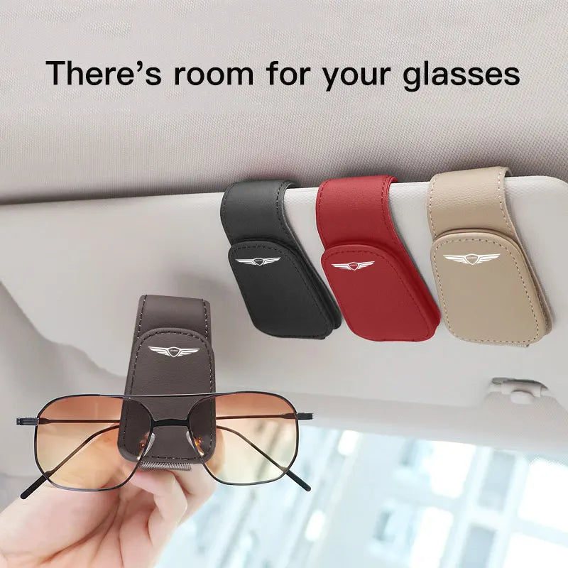 😎 Leather Sun Visor Glasses Clip