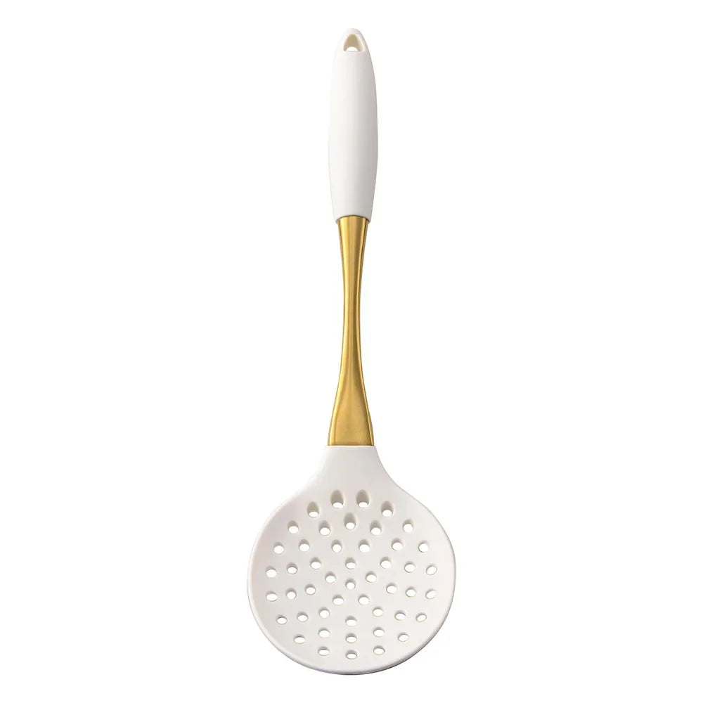 White & Gold Silicone Kitchen Utensils