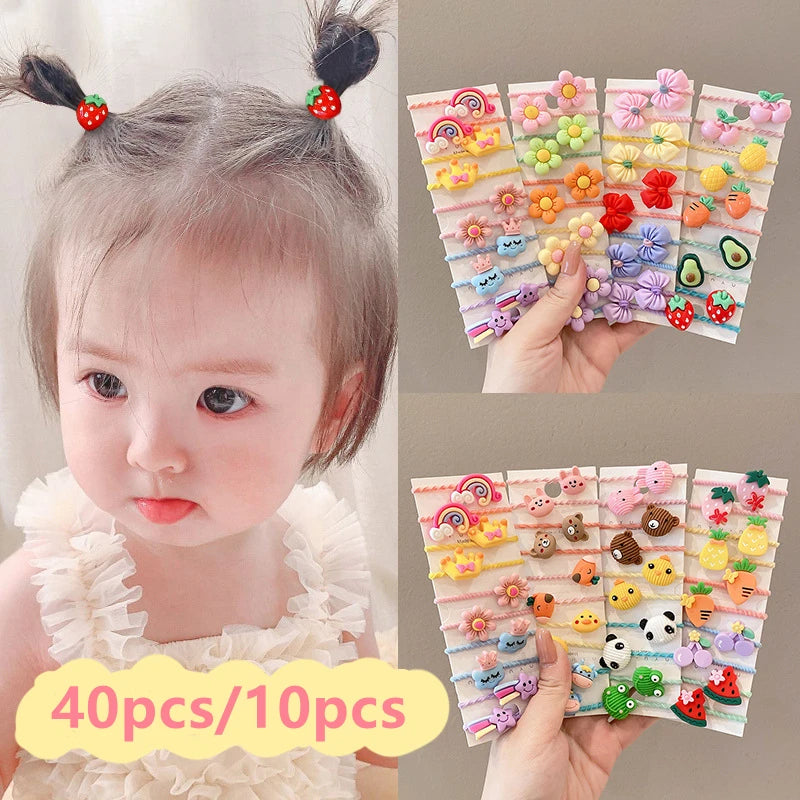 Girls Flower Hair Ties Set