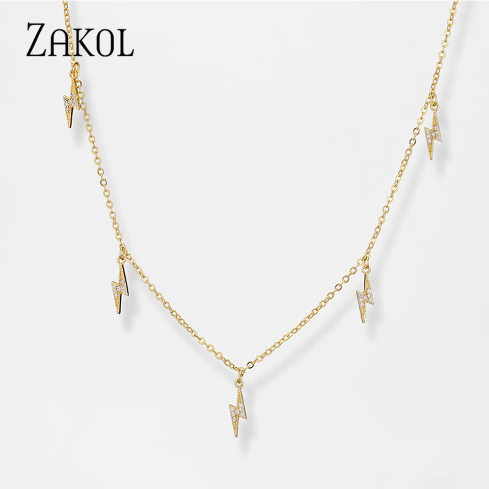 🍃 ZAKOL Leaf Water Drop CZ Choker Necklace