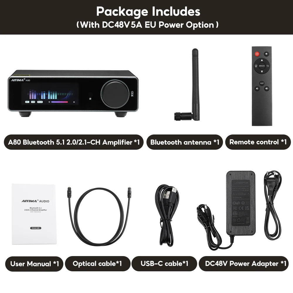 🧑‍💻 AIYIMA A80 Bluetooth Stereo Power Amplifier