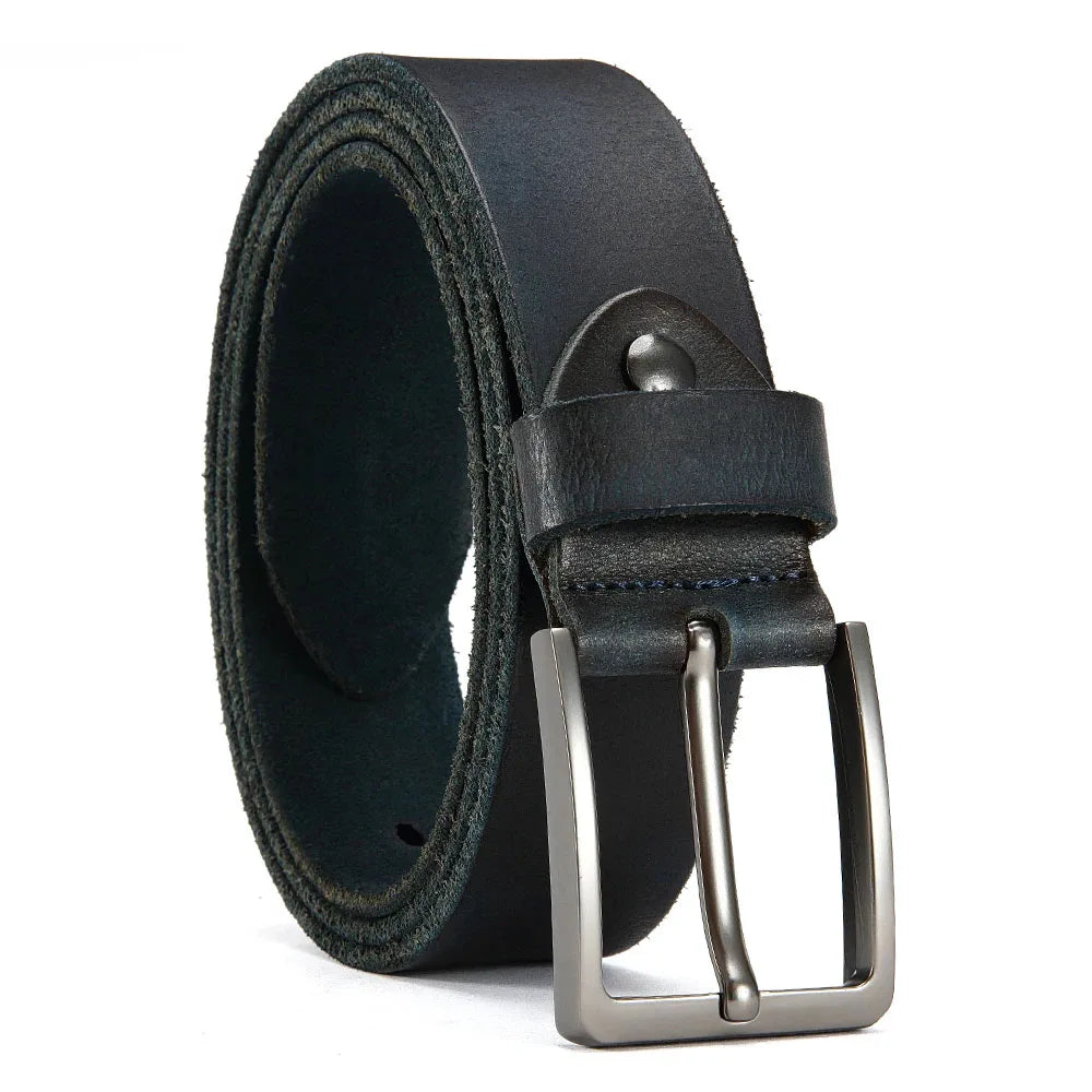 Men's Antique Buckle Cowhide Belt
