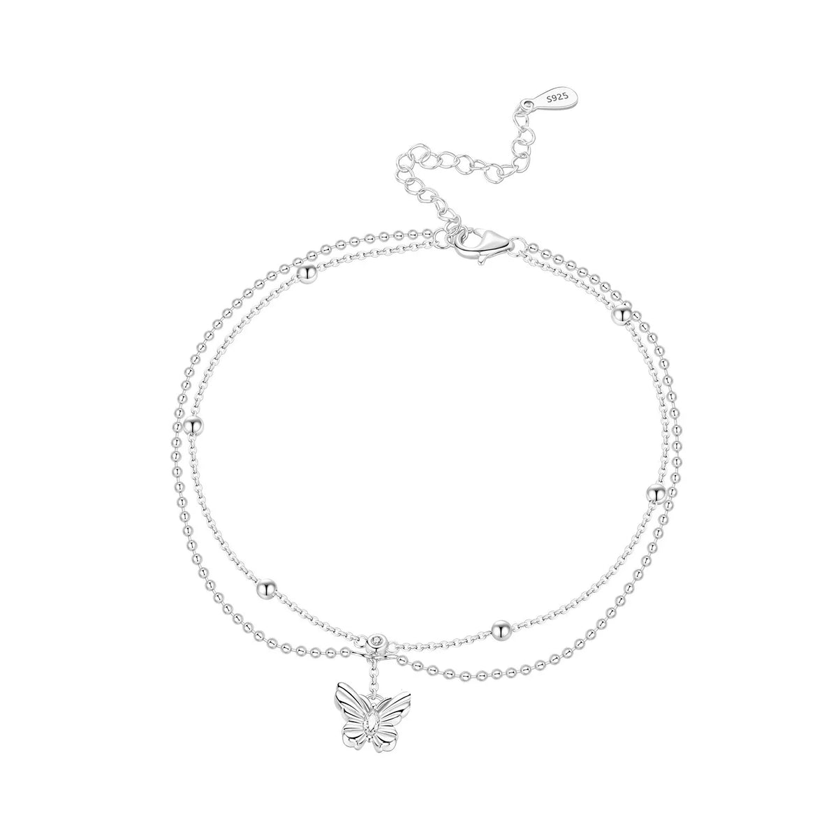 925 Silver Double-Layer Cross Anklet