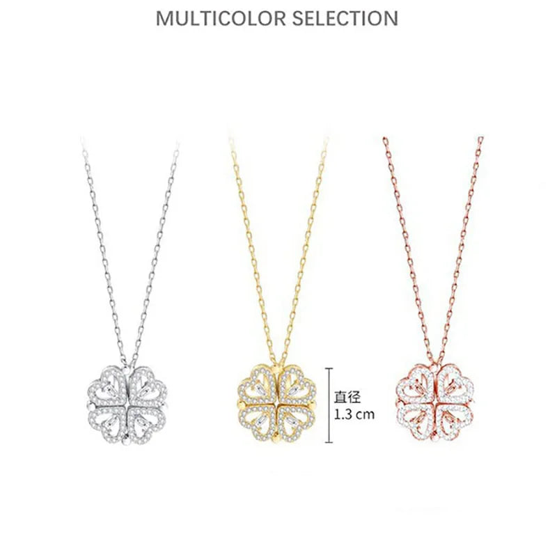 ❤️ Four Leaf Clover Heart Pendant Necklace