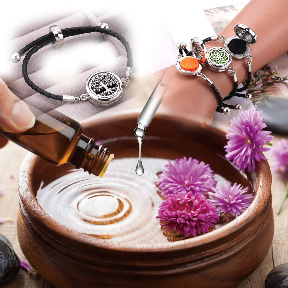 Aromatherapy Locket Leather Bracelet