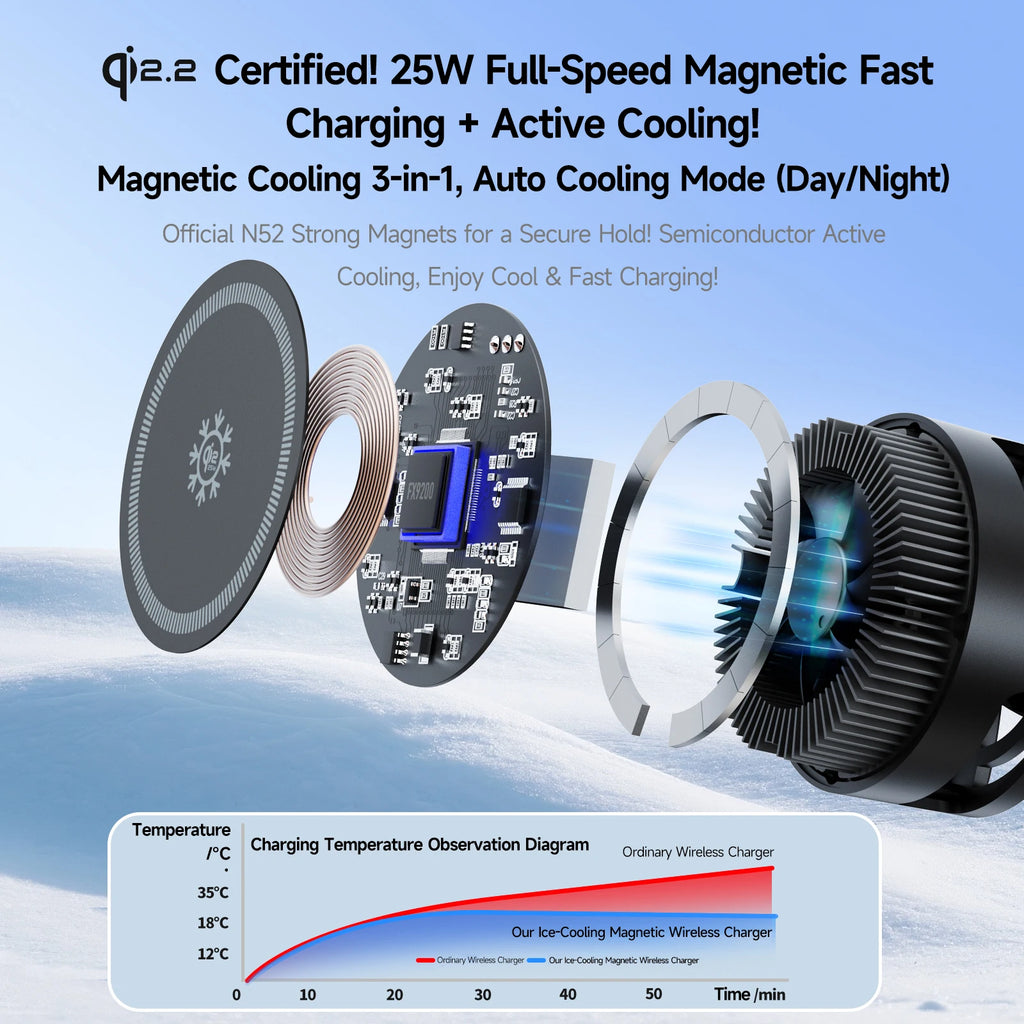 ❄️ 3-in-1 Magnetic Wireless Charging Cooling Station