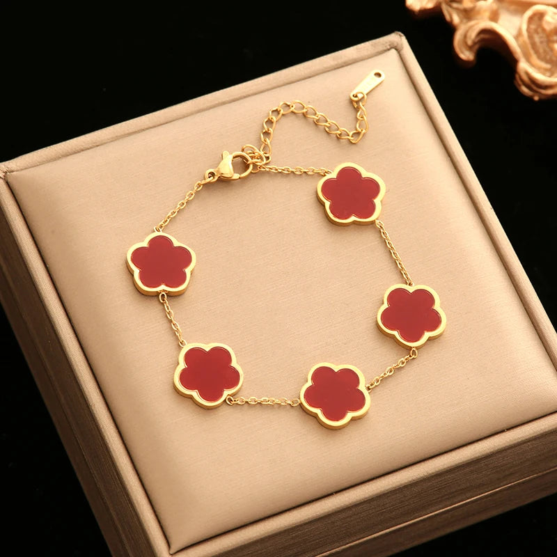 🌸 EILIECK Flower Clover Jewelry Set