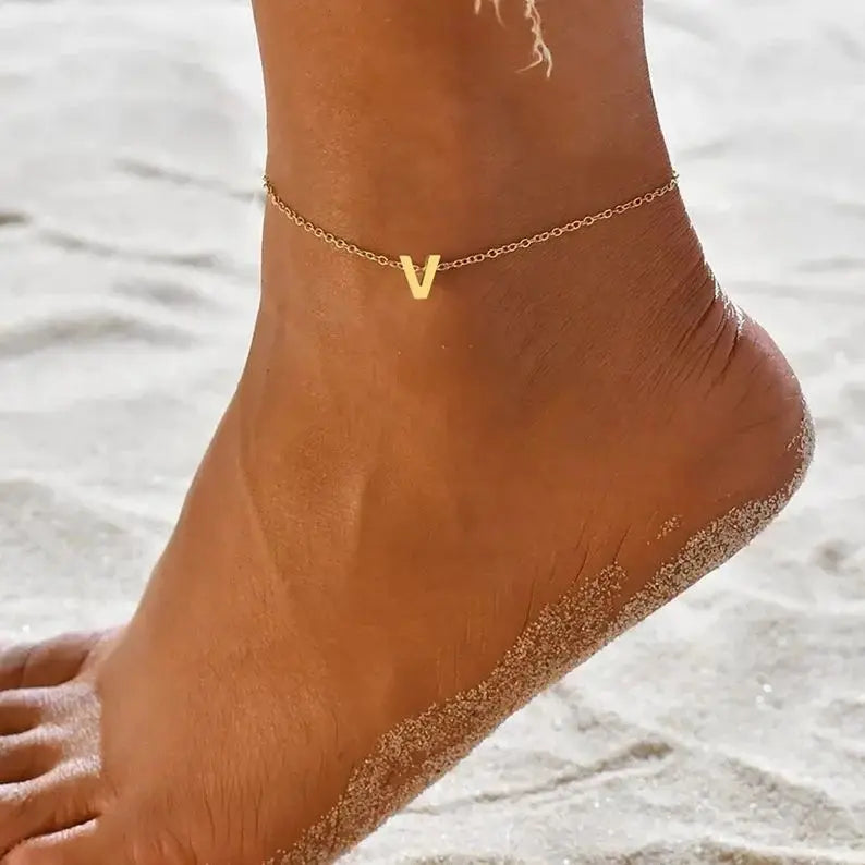 Initial Letter Charm Anklet