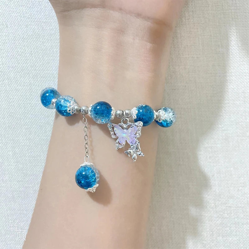 Crystal Butterfly Bead Bracelet