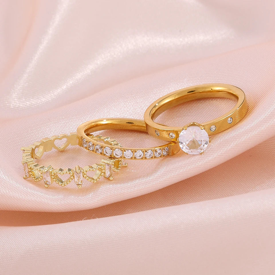 💍 Yupsk Geometric Zircon Ring Set
