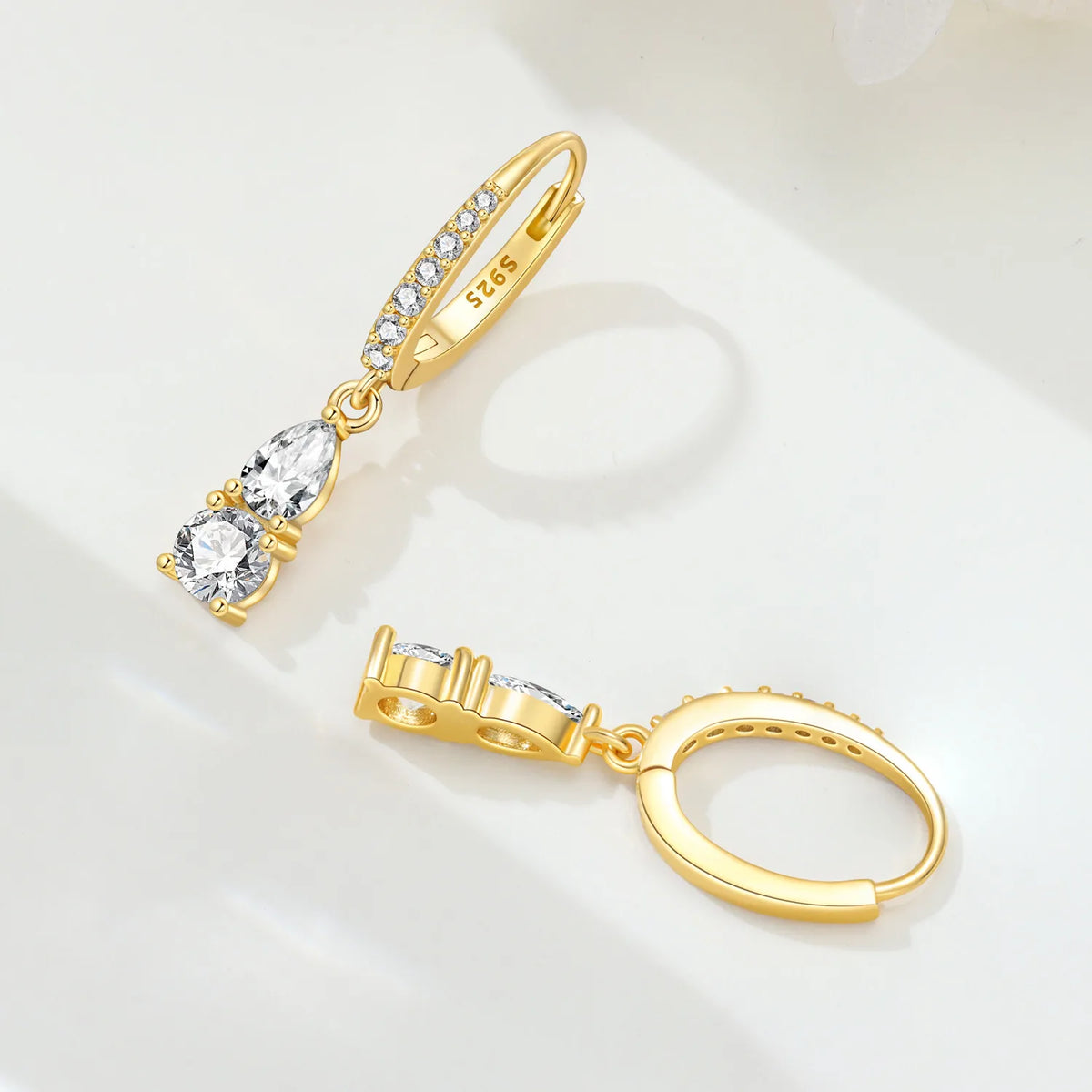 925 Silver 18K Gold Water Drop Earrings