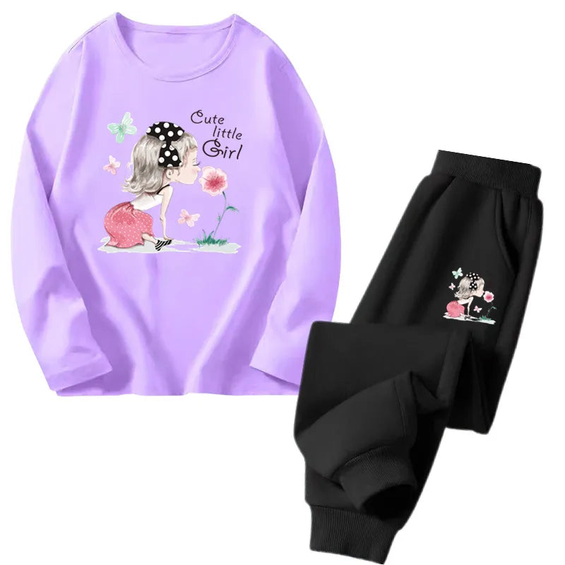 Girls Ballet Print Top & Pants Set