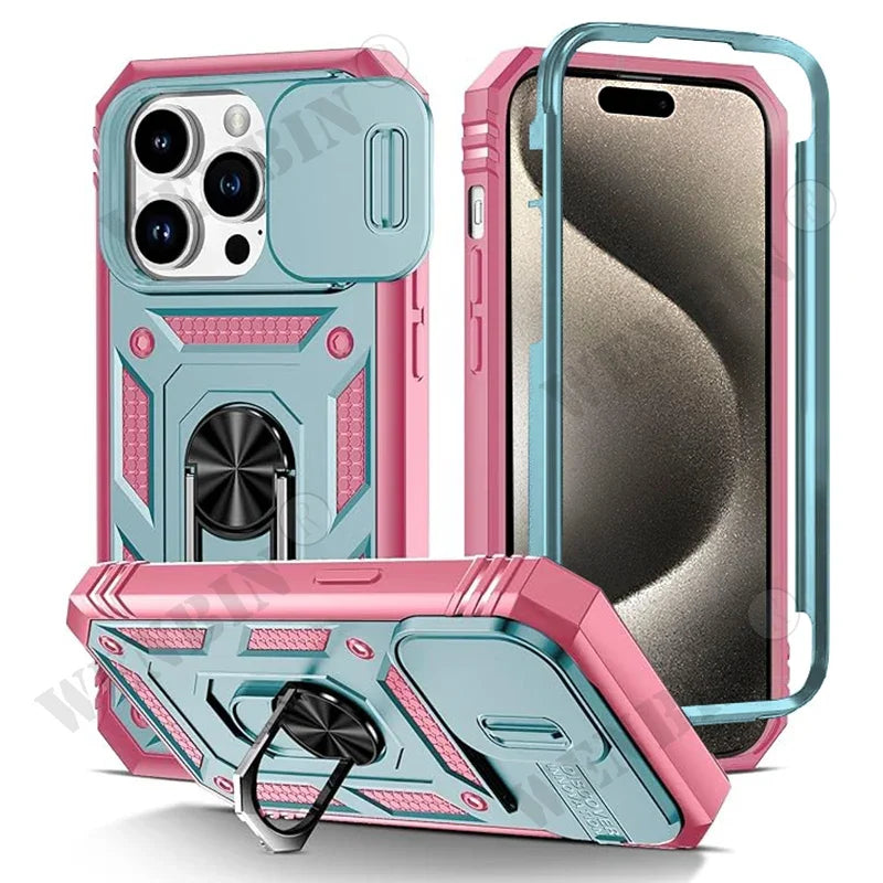 🔄 360° Rotating Kickstand Heavy Duty iPhone Case