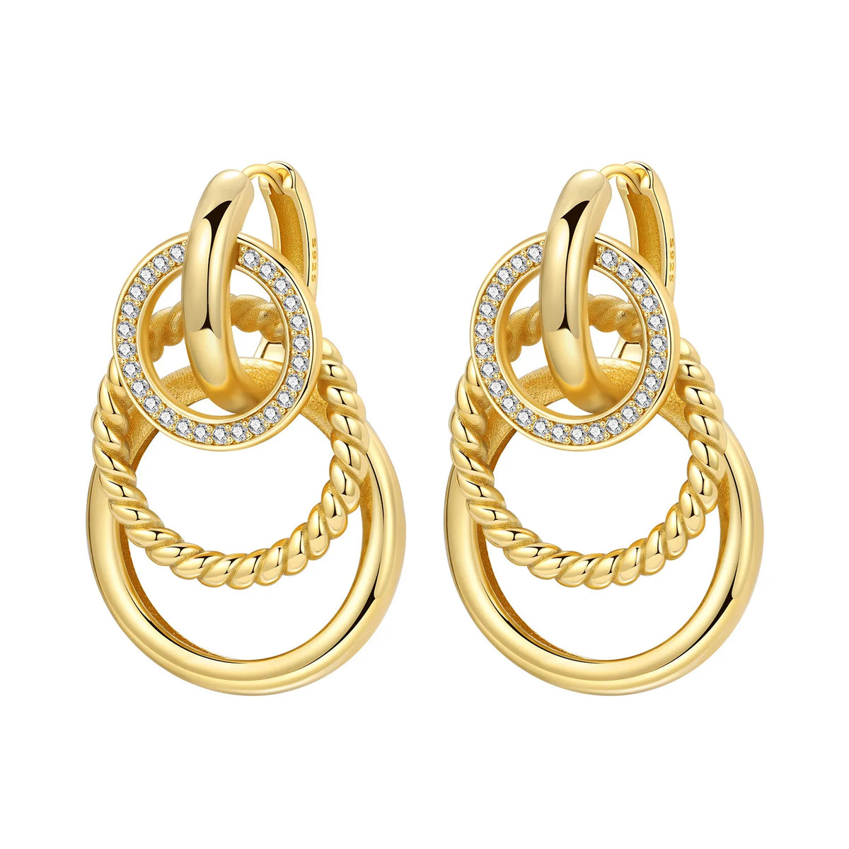 925 Silver 18K Gold Water Drop Earrings