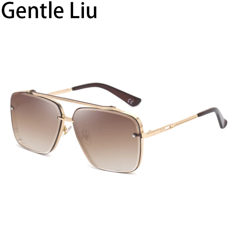 Men's Oversized Rimless Square Sunglasses