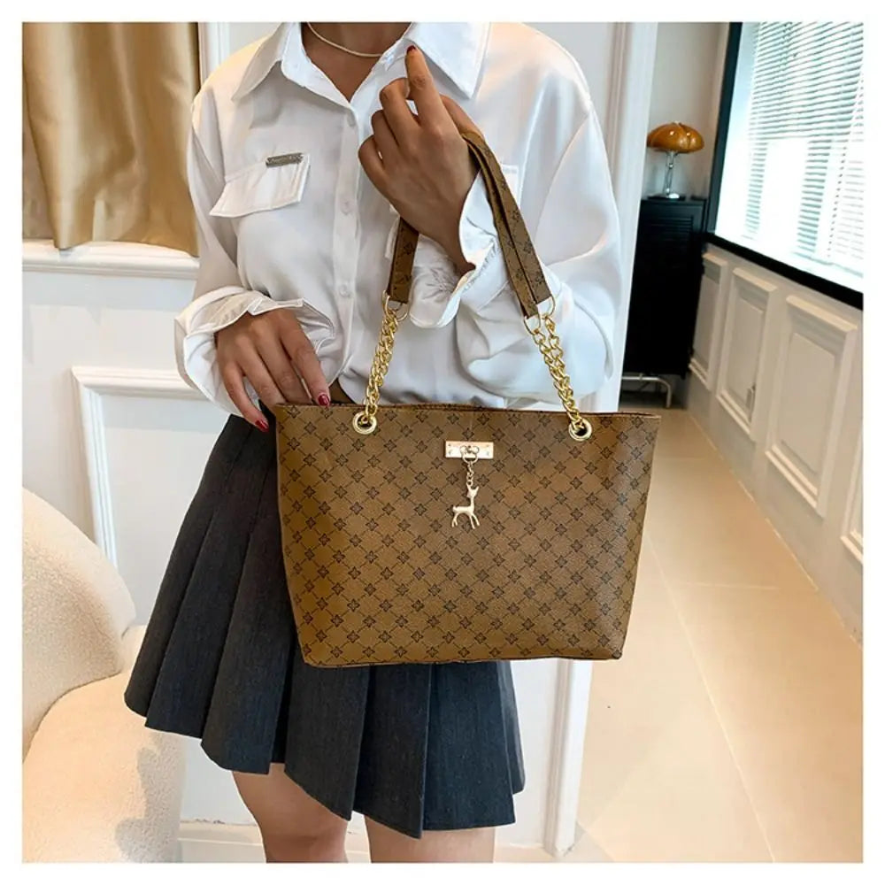 Printed PU Leather Tote Bag