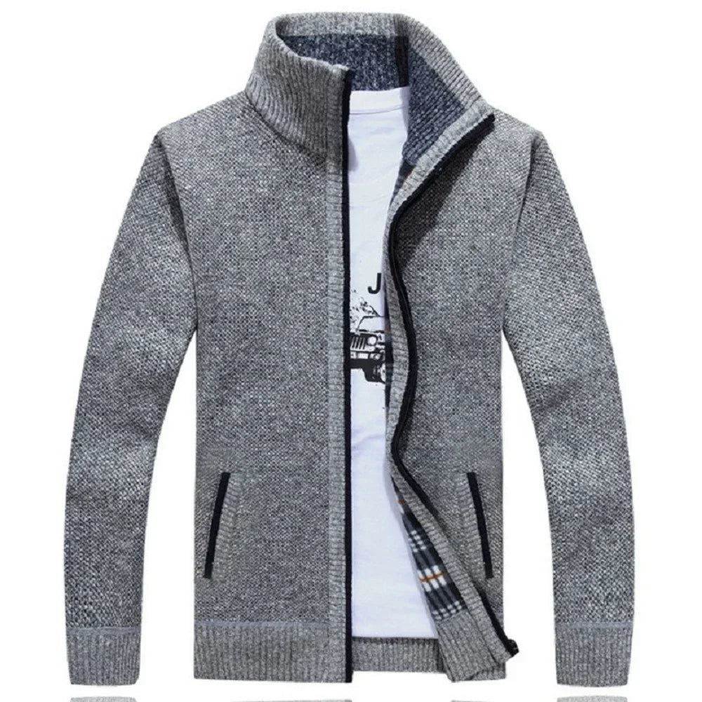 Men's Fleece-Lined Knit Zip Cardigan