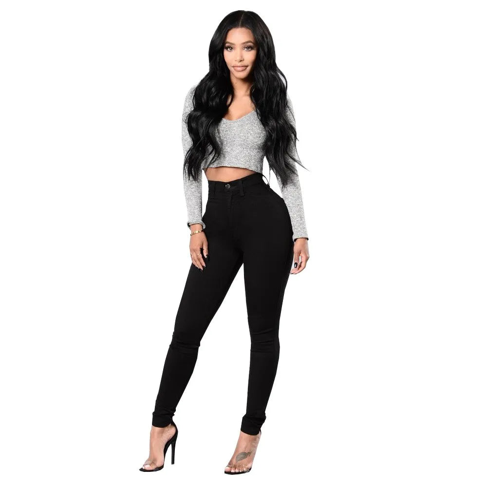 High Waist Washed Pencil Jeans