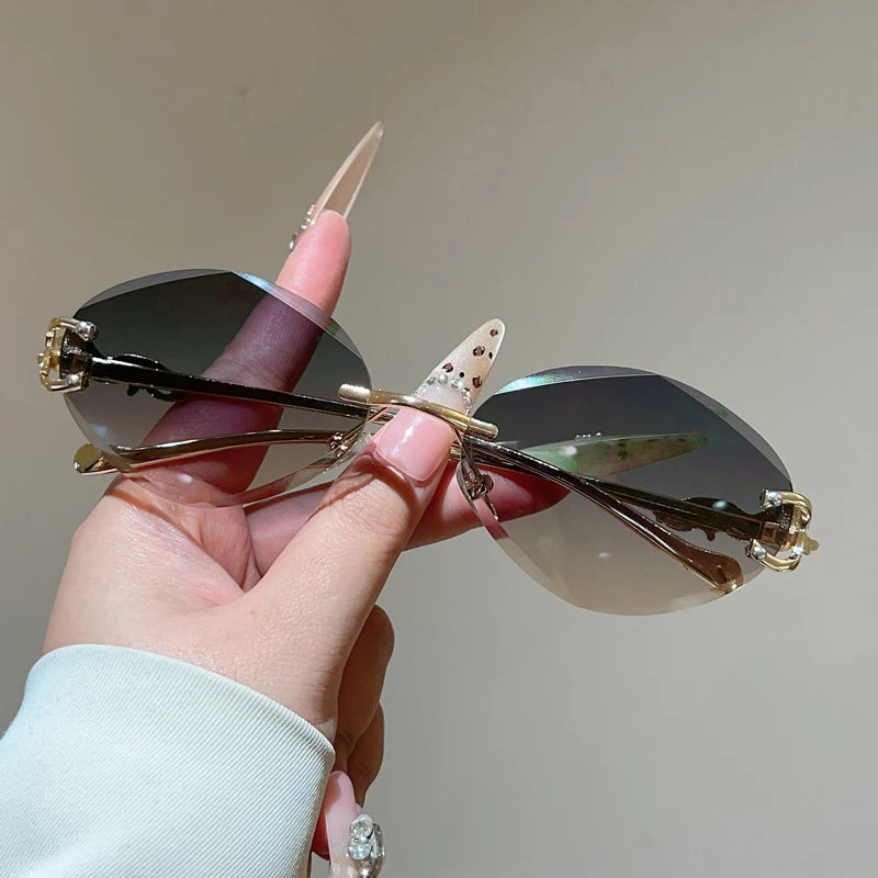 Rimless Rhombus Gradient Sunglasses