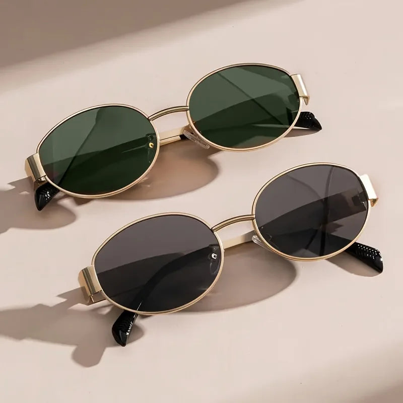 Vintage Oval Metal Sunglasses