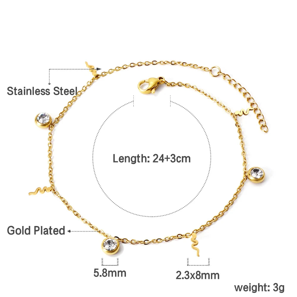 Crystal Hamsa Hand Gold Anklet