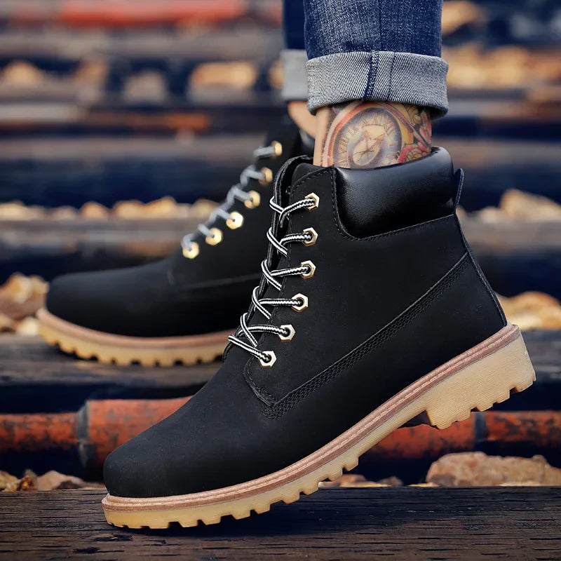 Unisex Leather High-Top Boots