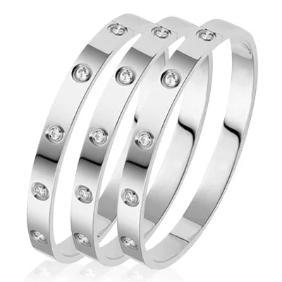 💎 Stainless Steel Rhinestone Bangle Bracelet