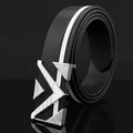 Unisex White Leather Belt