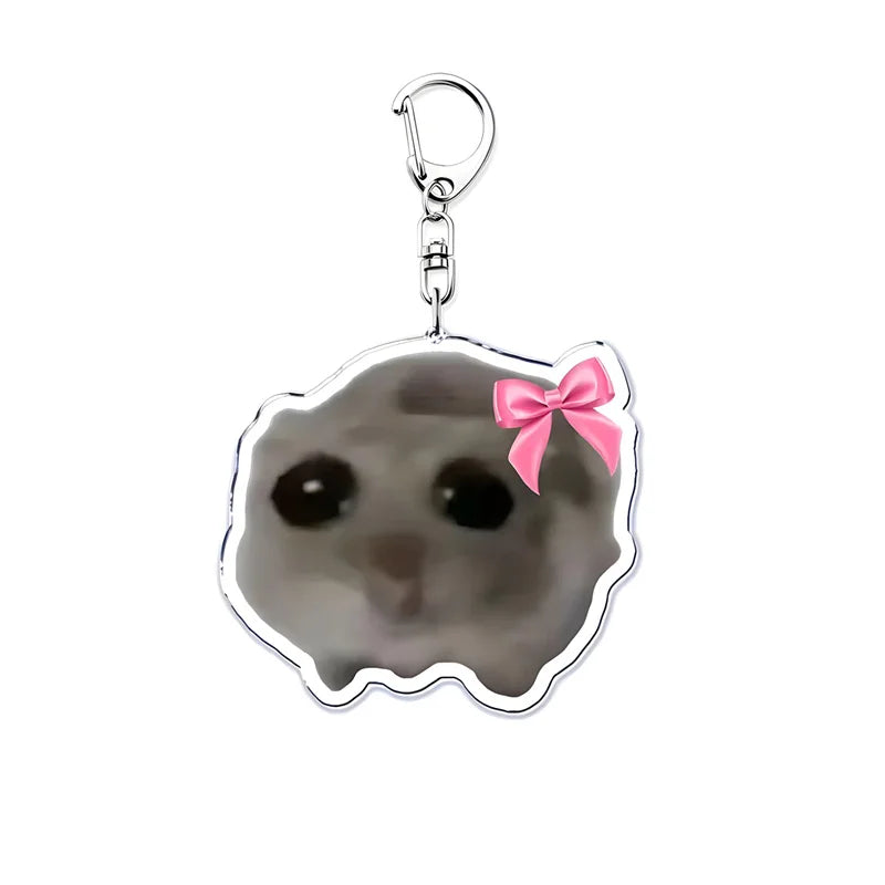 Crying Hamster Meme Keychain