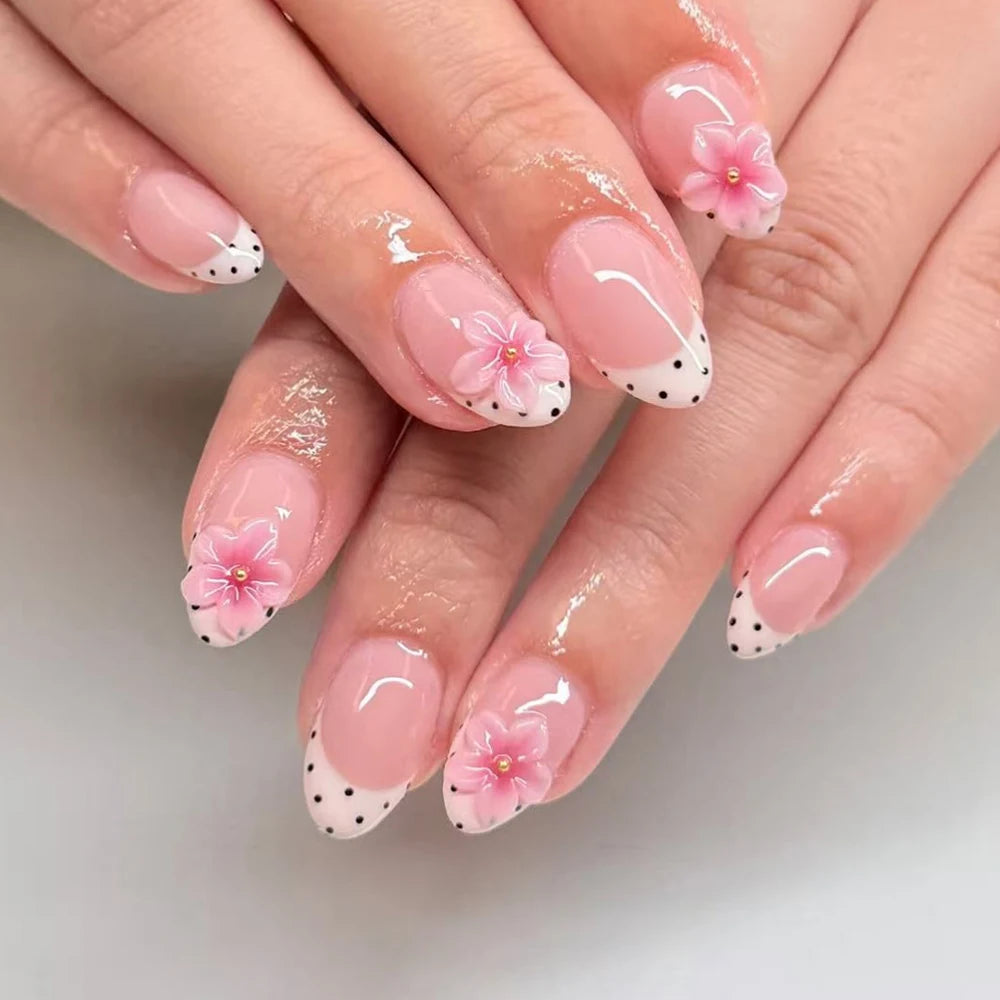 24-Piece 3D Flower Press-On Nails