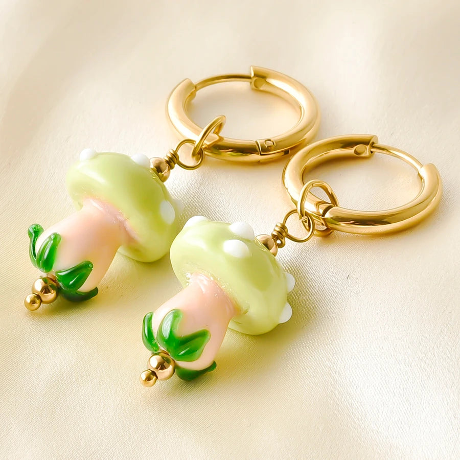 Colorful Glass Bead Huggie Hoops