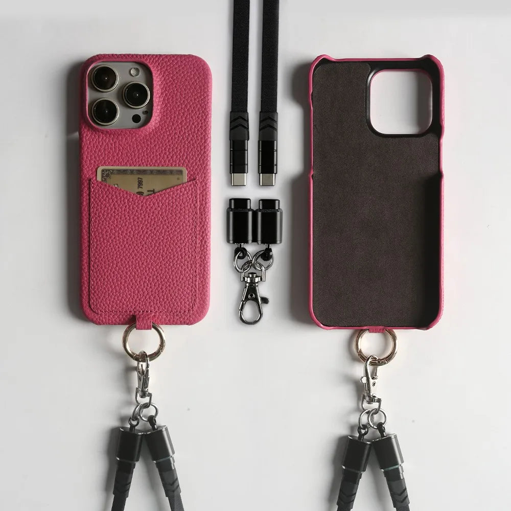 🎒 Leather Crossbody Charging Cable Wallet Case