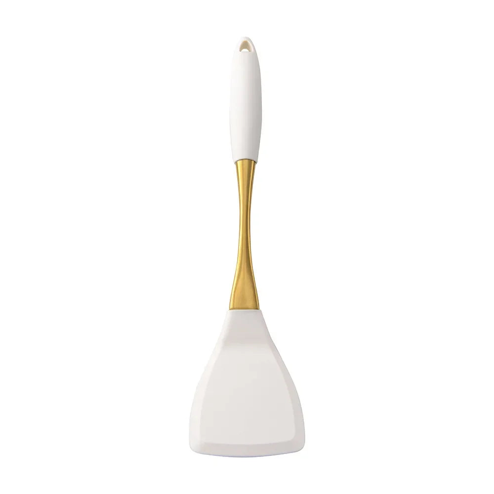 White & Gold Silicone Kitchen Utensils