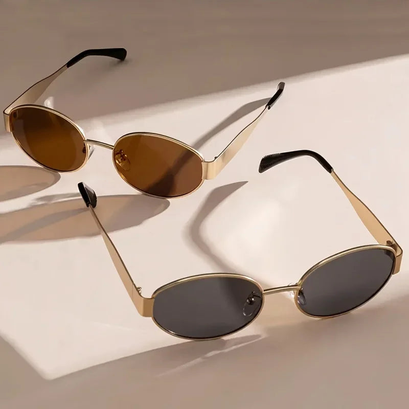 Vintage Oval Metal Sunglasses