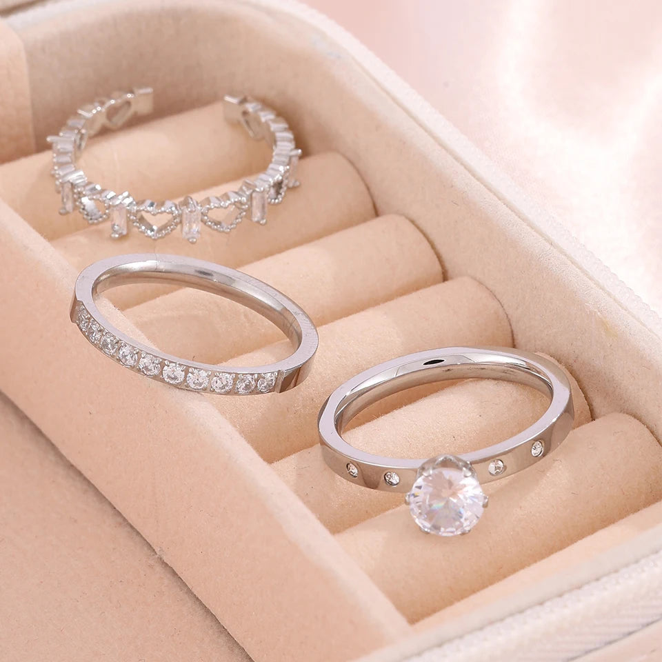💍 Yupsk Geometric Zircon Ring Set
