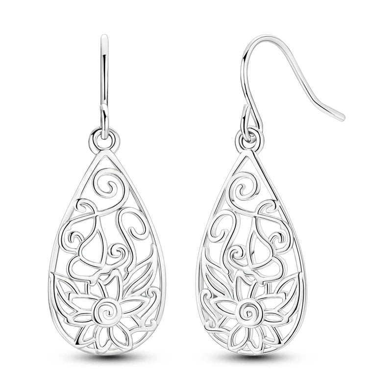 925 Silver Retro Pattern Stud Earrings