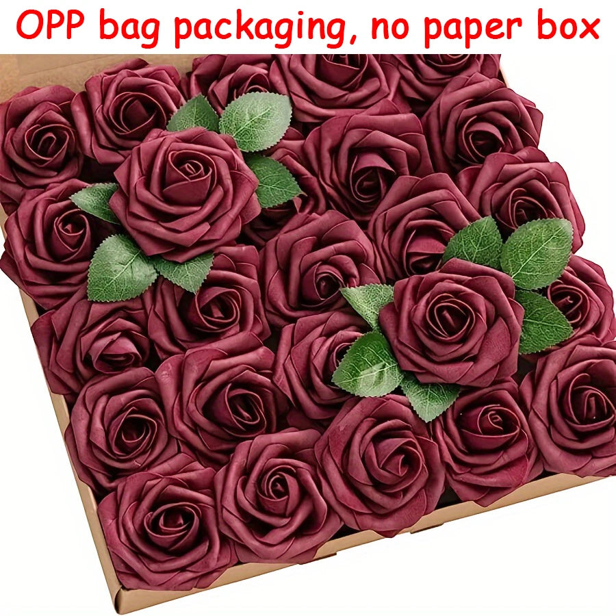 Artificial Roses with Stems – 25 Pcs