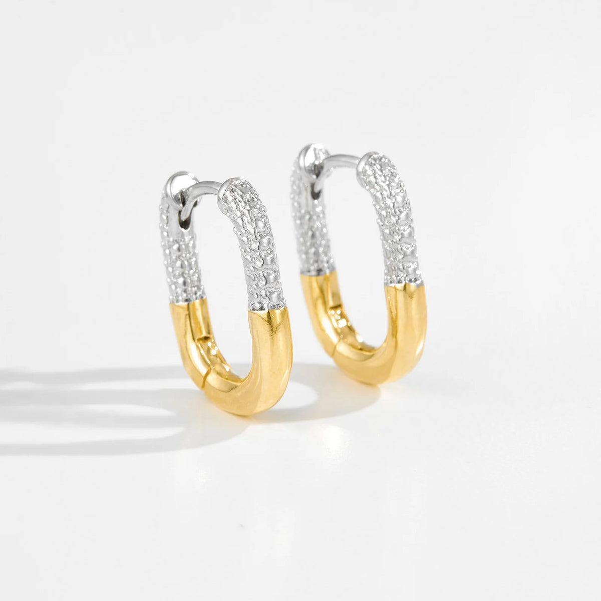 925 Silver Two-Tone Irregular Hoops