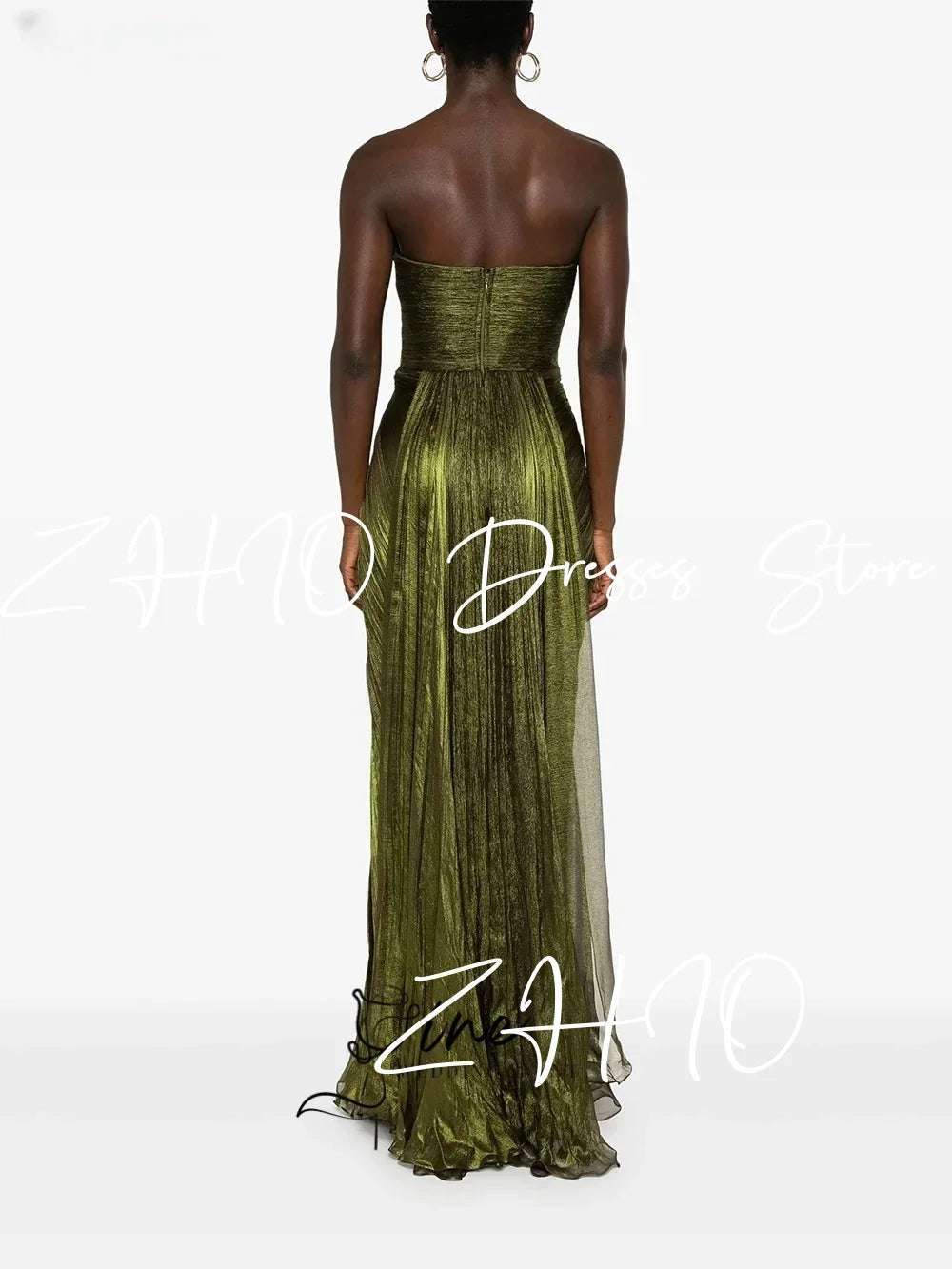 Green Shimmer Chiffon Mermaid Gown